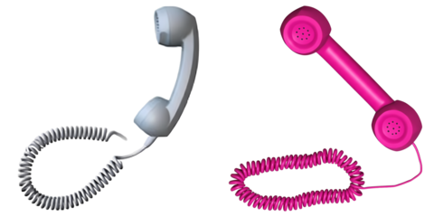 PNG White and pink rotary telephones arranged in a collage.