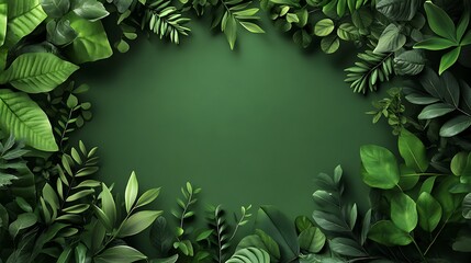 Fototapeta premium Green foliage border with empty center space high resolution picture