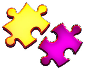 Obraz premium PNG Three Glossy Puzzle Pieces Compose a Vibrant Collage