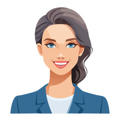 Flat Vector. Portrait of only one Woman. Simple Background.