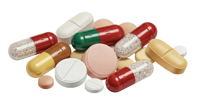 Isolated Heap Of Colorful Pills Capsules And Tablets Medicine PNG