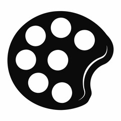 Obraz premium Black and white artist palette with paint circles halloween, vector, silhouette, illustration, horizontal, isolated assets,
