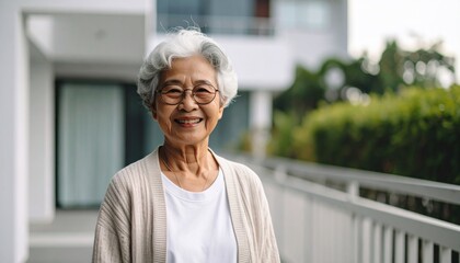 Smiling Elderly Woman Outdoors