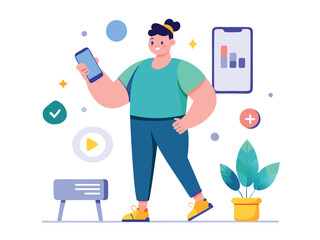 Woman using mobile phone app for business and communication