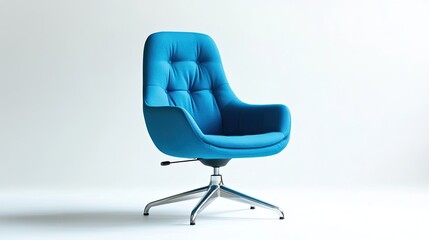 Blue cushion task chair with plastic base on white background