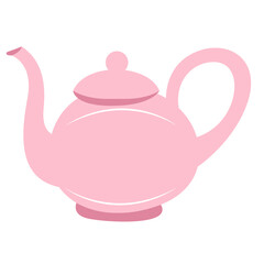 A minimalist pink teapot illustration, representing Islamic tea culture with a clean, simple design ideal for spiritual and festive occasions.