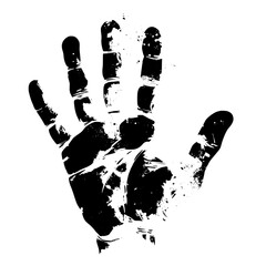 Black Ink Handprint Illustration – Grunge Vector Design on White Background