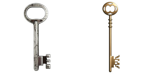 PNG Two antique keys are displayed on a transparent background.