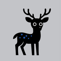 Cute vector deer with big eyes, simple design, perfect for kids' projects and decor.