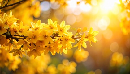 Golden Hour Blossoms: A Symphony of Yellow Flowers Basking in Sunlight