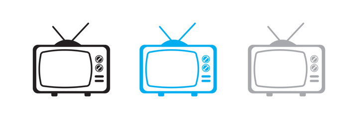 Television icon in thin line and Flat Design.