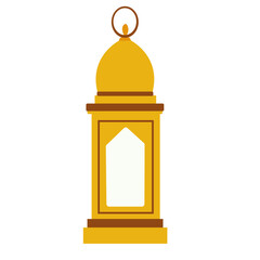A minimalist gold lantern illustration, ideal for Ramadan decoration, symbolizing light and spiritual celebration in a festive design.

