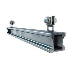 Metal beam with hanging trolley system