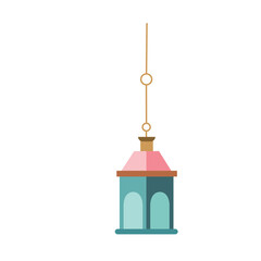 Flat pastel-style hanging Islamic lantern with traditional design, used in Ramadan and Eid celebrations as decorative religious light elements.
