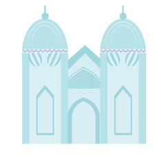 A blue mosque with a minimalist design, symbolizing Islamic architecture. Ideal for spiritual, religious, and cultural-themed projects with a simple aesthetic.

