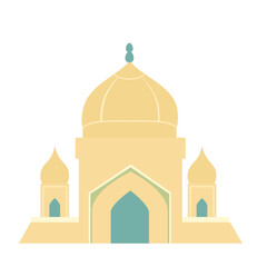 A yellow mosque with a dome, symbolizing Islamic architecture. Simple and minimal design, ideal for spiritual, religious, and cultural-themed projects.