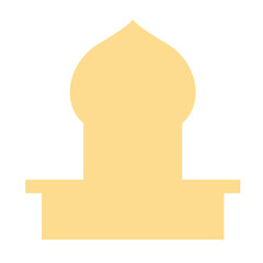 A yellow mosque dome with a minimalist design, symbolizing Islamic architecture. Ideal for spiritual, religious, and cultural-themed projects with simplicity.