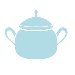 A blue teapot with a minimalist design, perfect for kitchenware and tea-related illustrations. Simple and elegant, ideal for decorative projects.
