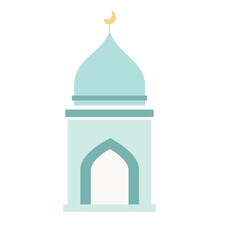 A blue mosque with a dome and crescent, representing Islamic architecture. Ideal for spiritual, religious, and cultural-themed projects with a minimalist design