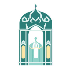 Fototapeta premium A green mosque design with a traditional dome, ideal for religious and cultural projects. Represents spiritual architecture with a minimalist approach