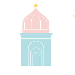 A pastel pink dome with a simple yet spiritual design, ideal for Islamic architecture or religious-themed projects with a minimalistic approach.