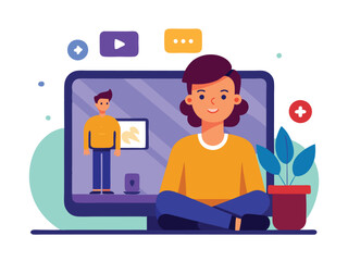 Online video call conference meeting webinar vector design