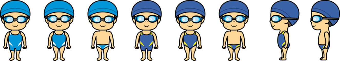 競泳水着の男女の子供