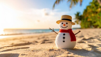 A Snowman's Tropical Christmas Getaway:  Unexpected Holiday Cheer on a Sunny Beach