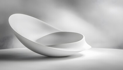 Abstract white sculpted form in a minimalist setting.