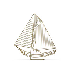 Wireframe Sailboat Sculpture Isolated on Transparent Background