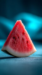 Photo realistic watermelon slice on dark blue background