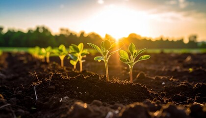 Sunrise Over Young Plants