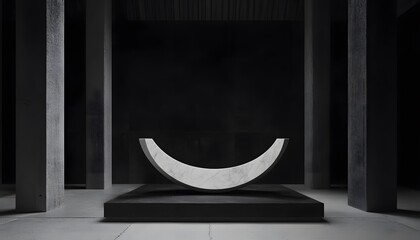 Abstract stone sculpture in a minimalist setting.