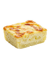 Isolated Macaroni and Cheese Casserole Baked Dish With Transparent Background