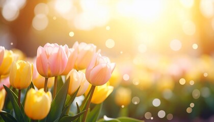 A Sunny Spring Day: Vibrant Tulips Basking in Golden Sunlight