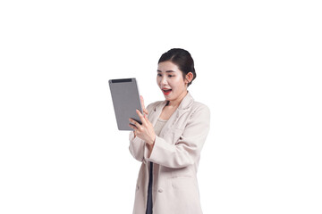 Asian young businesswoman portrait on white background
