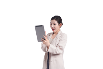 Asian young businesswoman portrait on white background