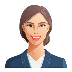 Flat Vector. Portrait of only one Woman. Simple Background.