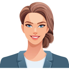 Flat Vector. Portrait of only one Woman. Simple Background.