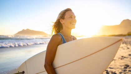 Sunset Surf Session: A Woman's Joyful Ride