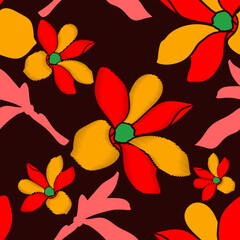 Magnolia.Seamless pattern.Vector.Image on white and color background.