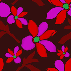 Magnolia.Seamless pattern.Vector.Image on white and color background.