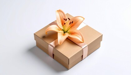 Elegant Gift Box with Peach Lily