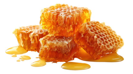 Honeycomb Chunks Illustration on Transparent Background

