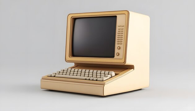 A vintage computer model rendered in a light beige color.