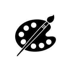 Classic Artist's Palette and Brush A Black Silhouette Icon