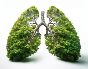 a lung-shaped trees on white background