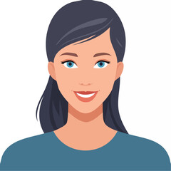 Generative AI. Flat Vector. Portrait of only one Woman. Simple Background.