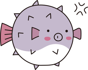 Cute Angry Pufferfish Illustration
