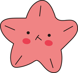 Cute Pink Starfish Illustration
